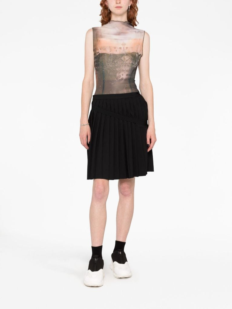 Black Pleated Short Skirt