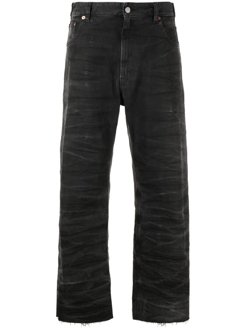 Black Mid-rise Crease-effect Jeans
