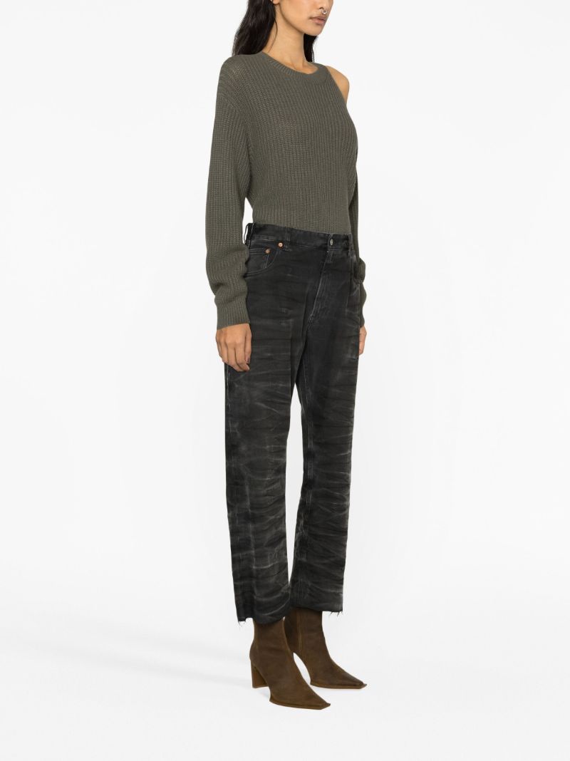 Black Mid-rise Crease-effect Jeans