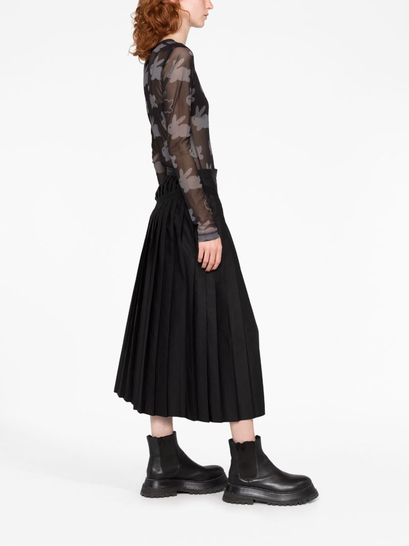 Black Pleated Midi Skirt
