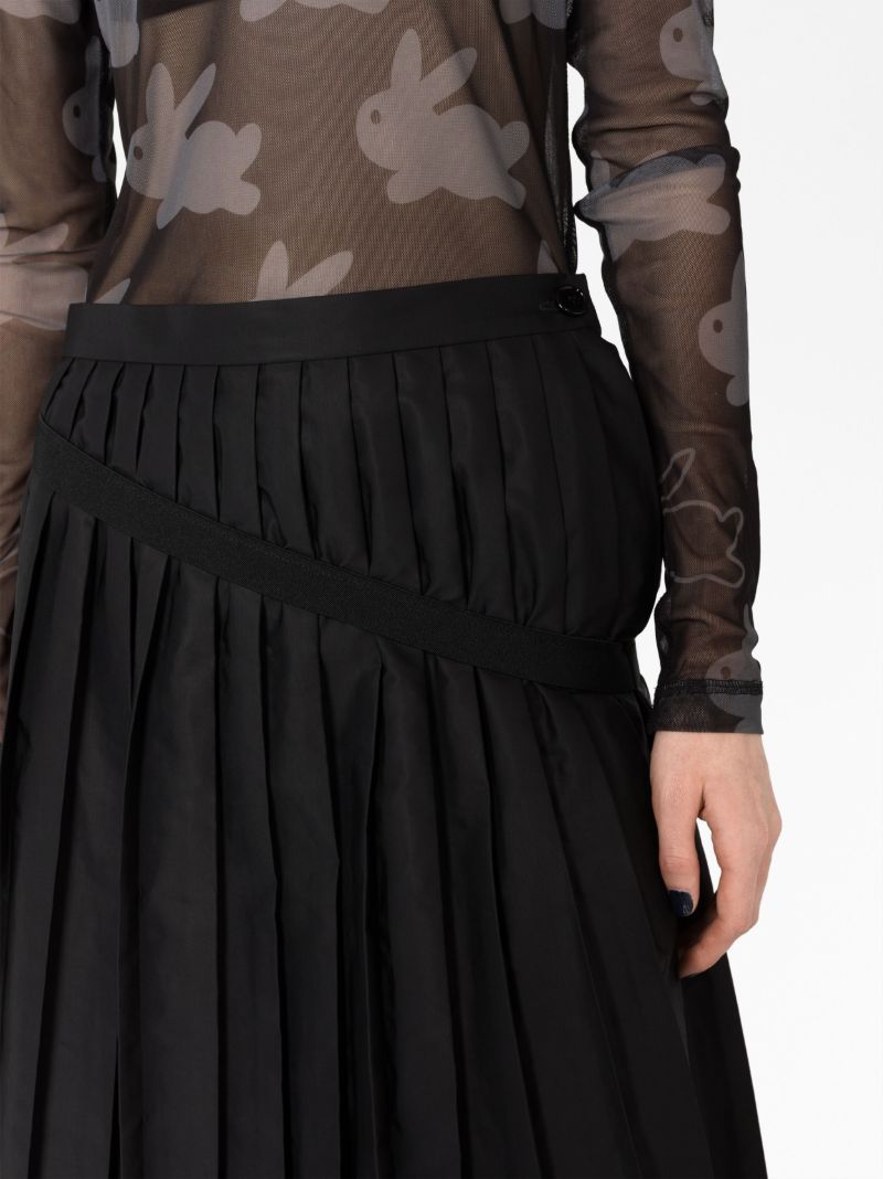 Black Pleated Midi Skirt