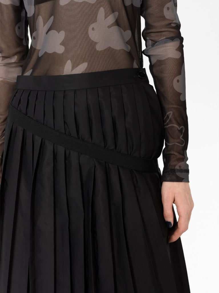 Black Pleated Midi Skirt
