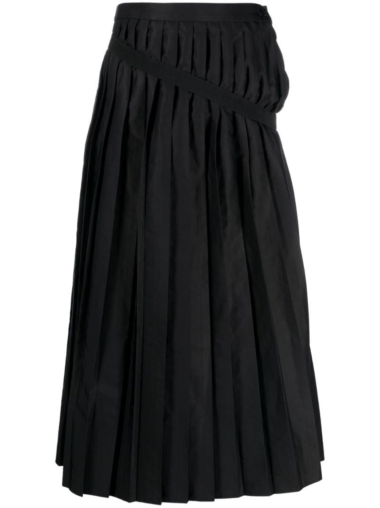 Black Pleated Midi Skirt