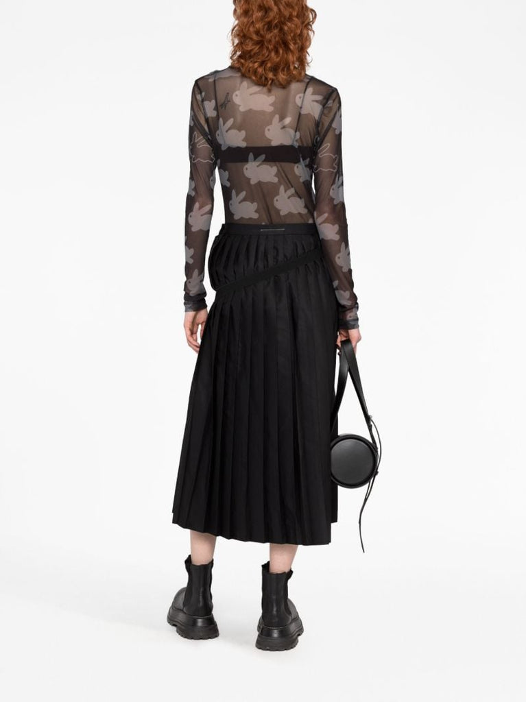 Black Pleated Midi Skirt