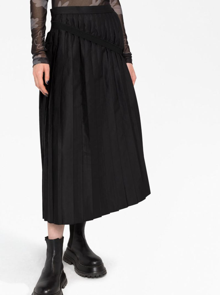 Black Pleated Midi Skirt