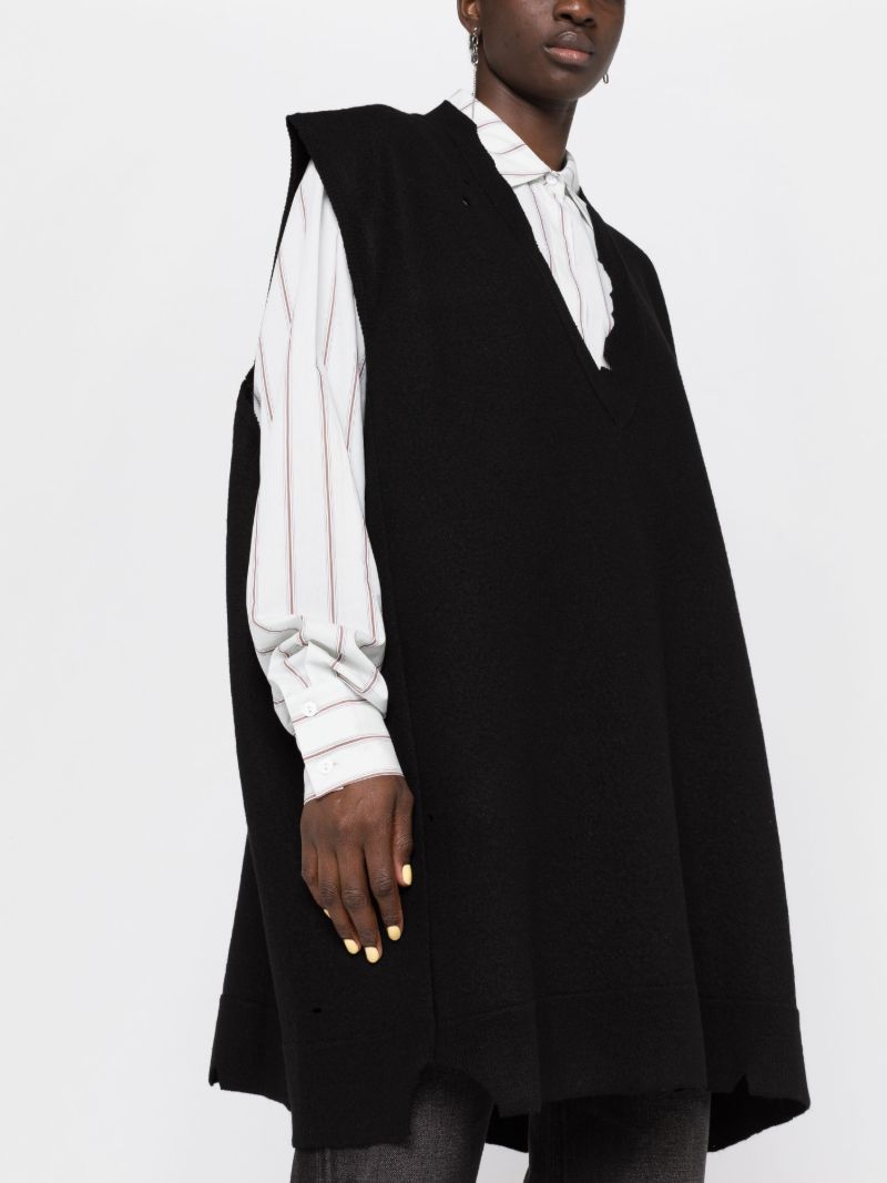 Black Distressed Wool Vest
