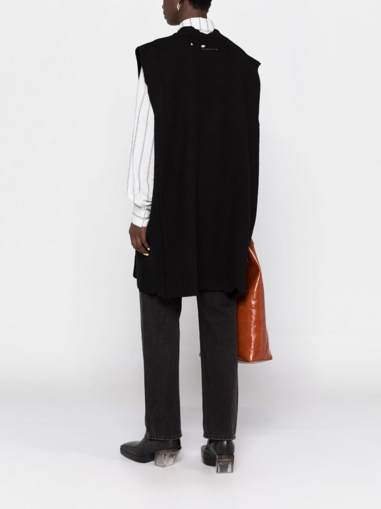 Black Distressed Wool Vest