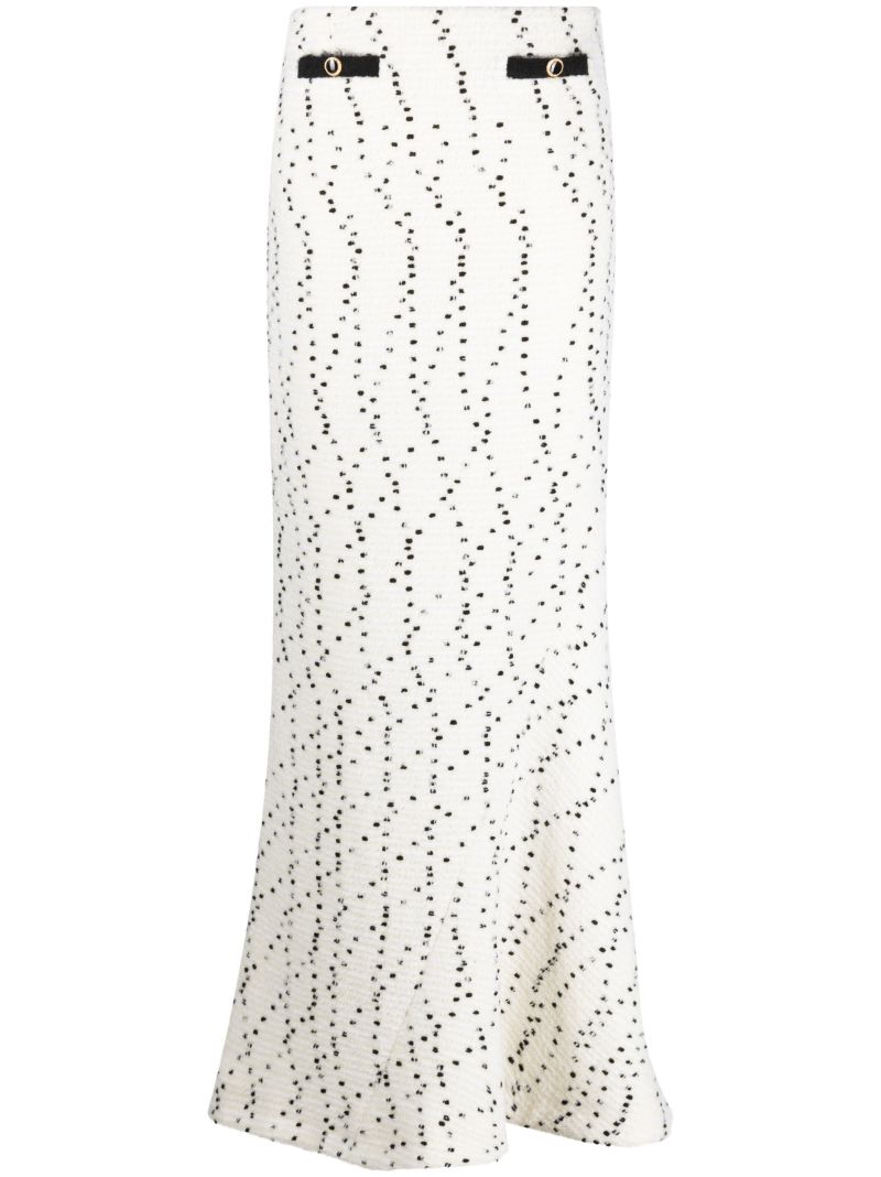 Neutral BouclÃ© Tweed Maxi Skirt