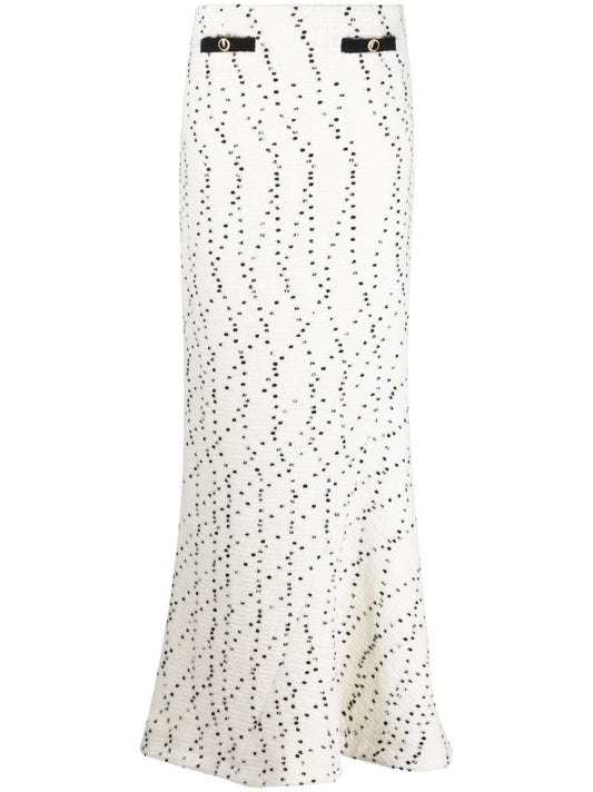 Neutral BouclÃ© Tweed Maxi Skirt