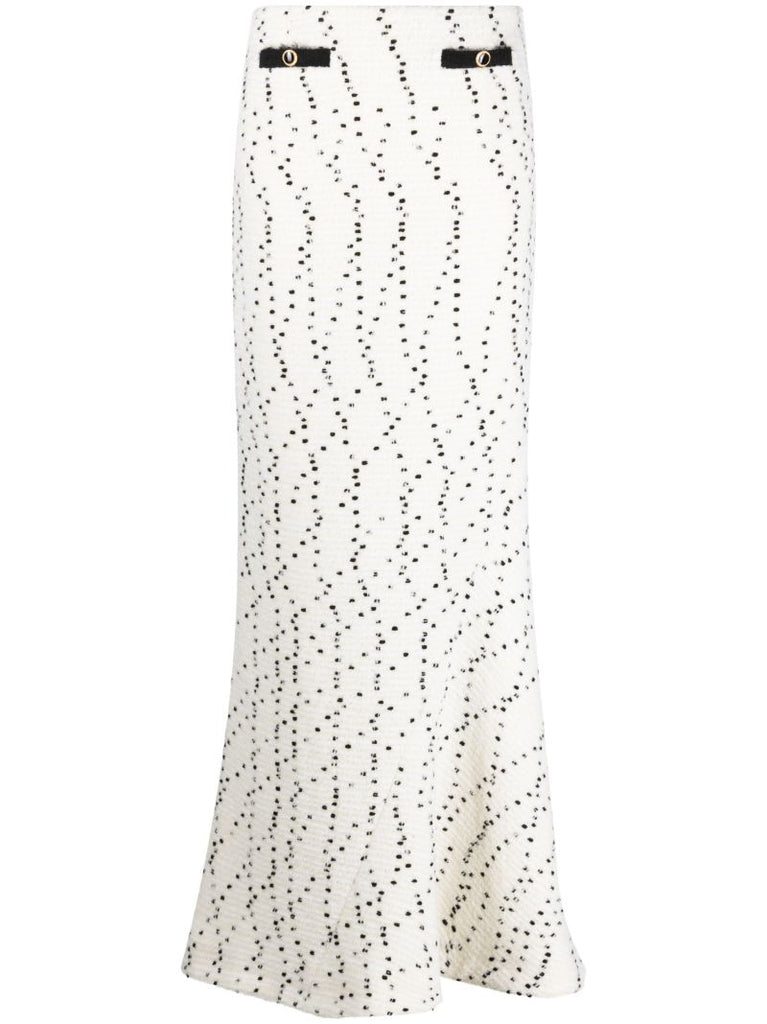 Neutral BouclÃ© Tweed Maxi Skirt