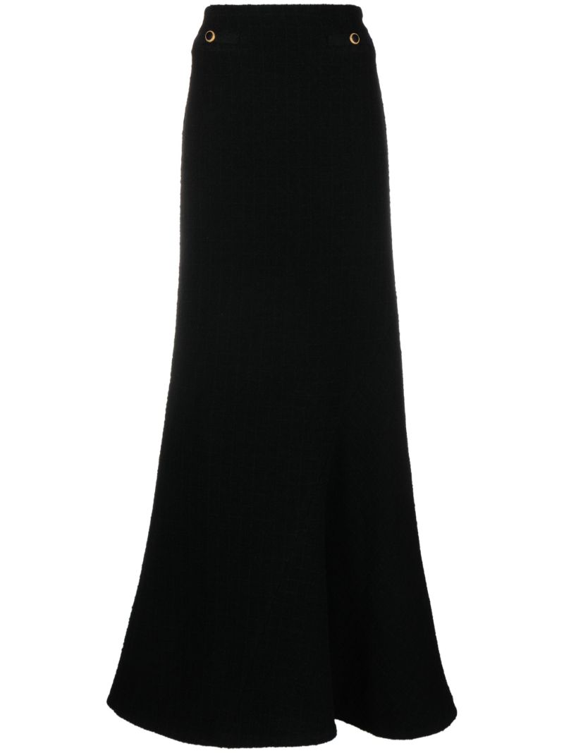 Black BouclÃ© Tweed Maxi Skirt