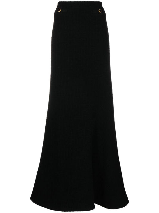 Black BouclÃ© Tweed Maxi Skirt