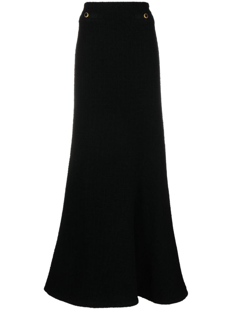 Black BouclÃ© Tweed Maxi Skirt