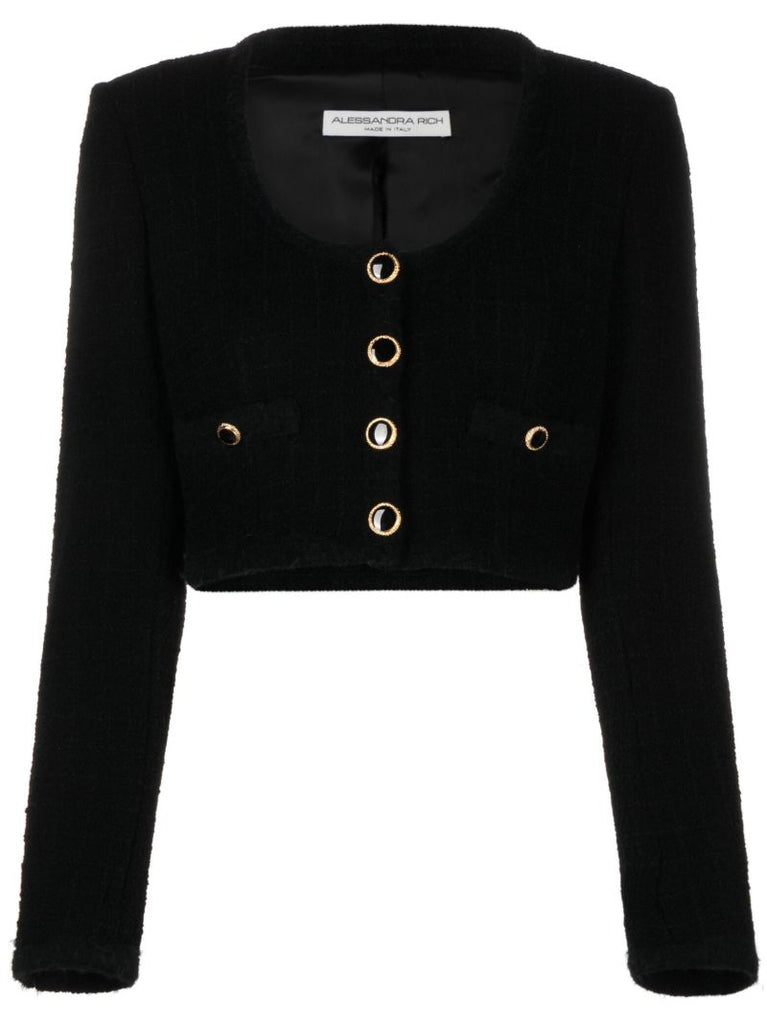 Black Cropped Wool Jacket