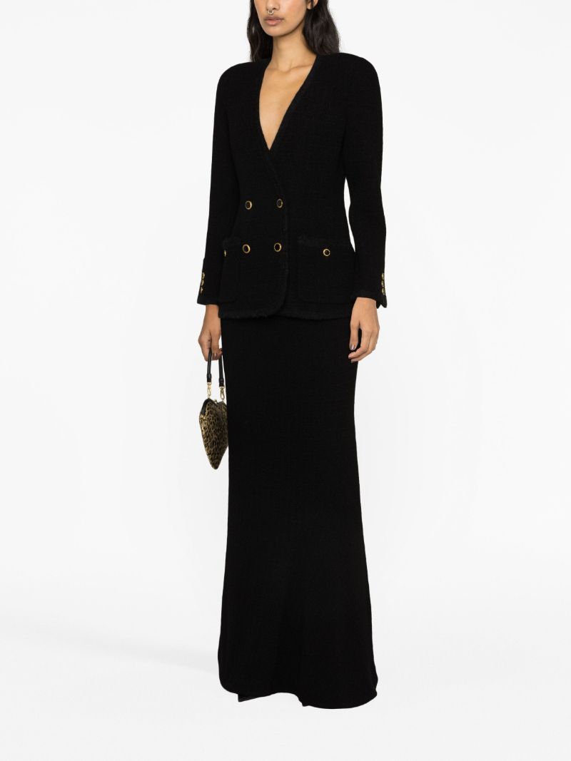 Black Double-breasted Tweed Blazer