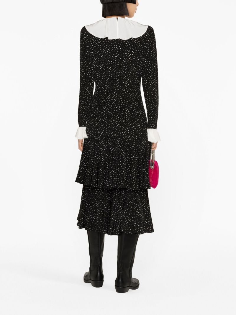 Black Polka Dot-print Silk Midi Dress