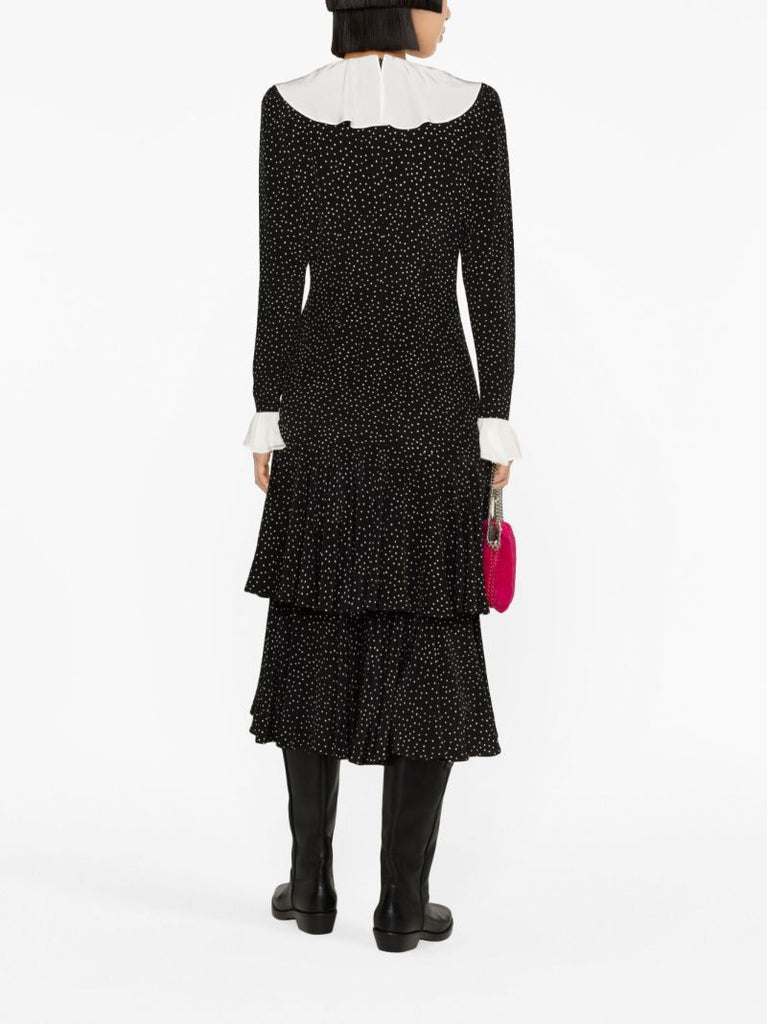 Black Polka Dot-print Silk Midi Dress