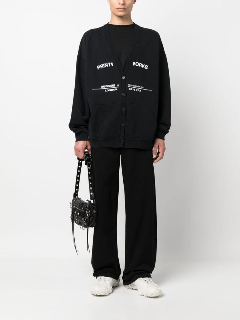 Black Tour Print V-neck Cardigan