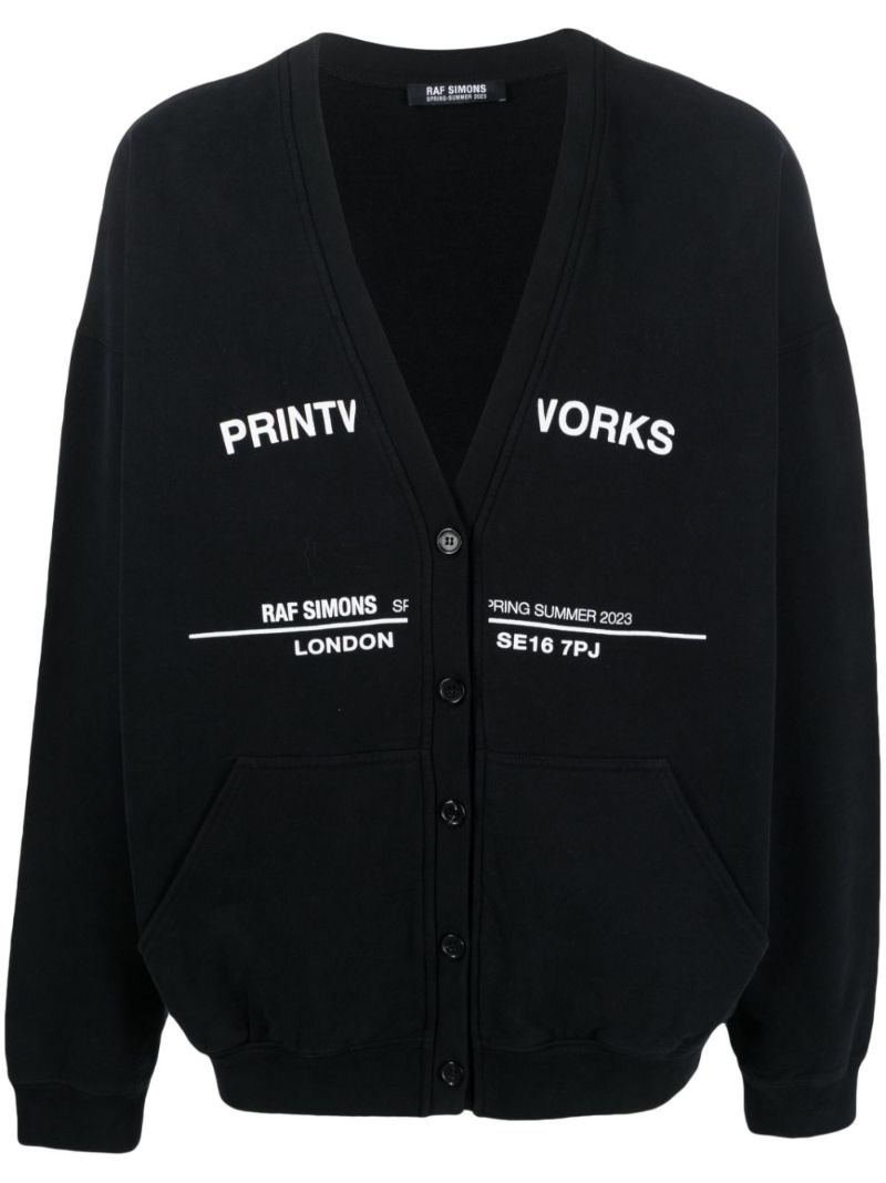 Black Tour Print V-neck Cardigan