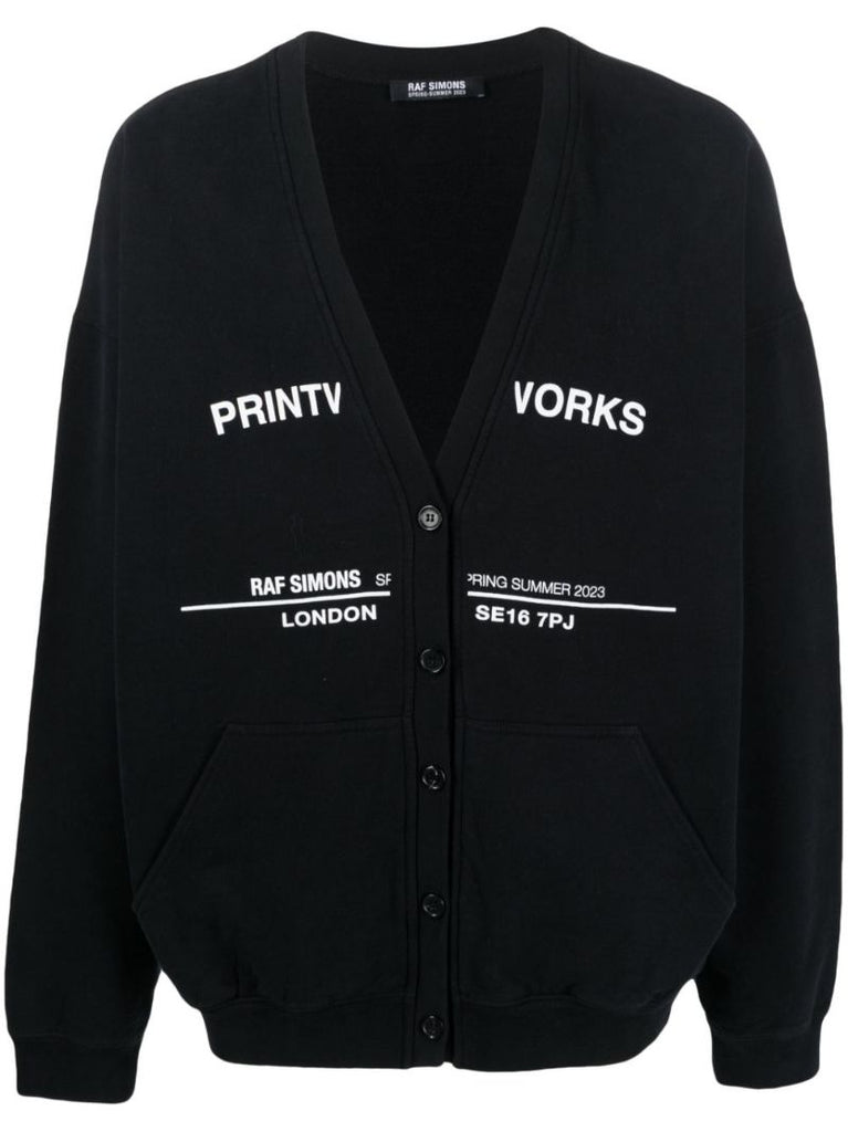 Black Tour Print V-neck Cardigan