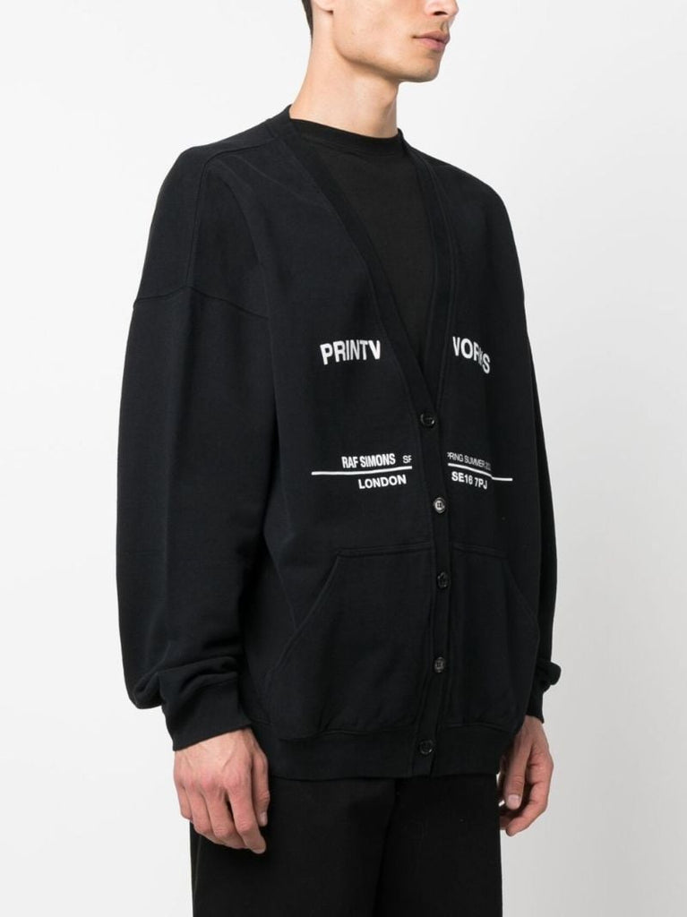 Black Tour Print V-neck Cardigan