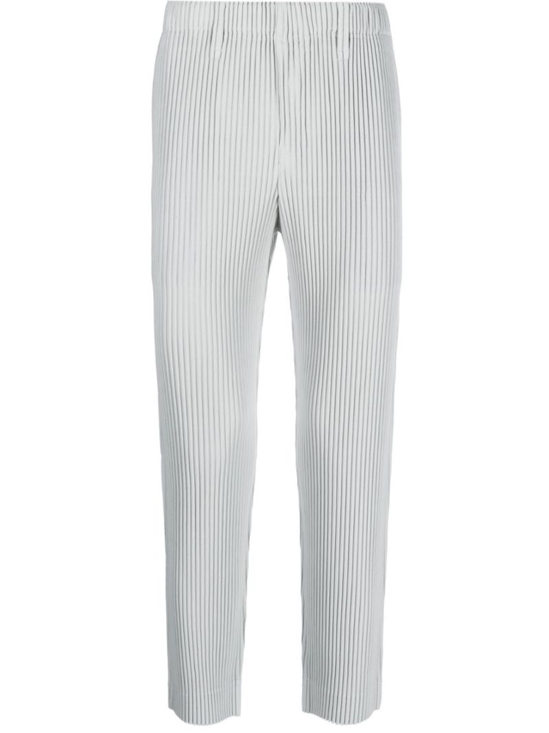 Grey Basic Pleated Tapered Trousers