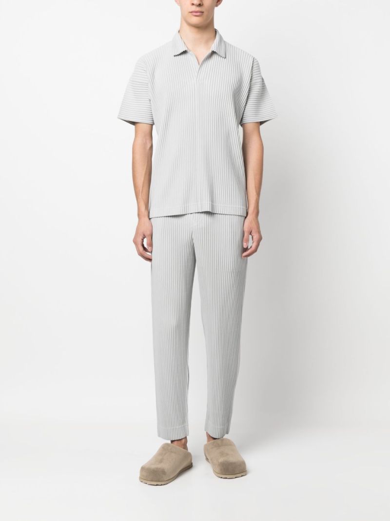 Grey Basic Pleated Tapered Trousers
