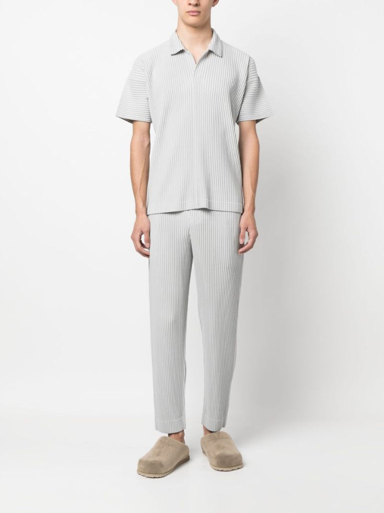 Grey Basic Pleated Tapered Trousers