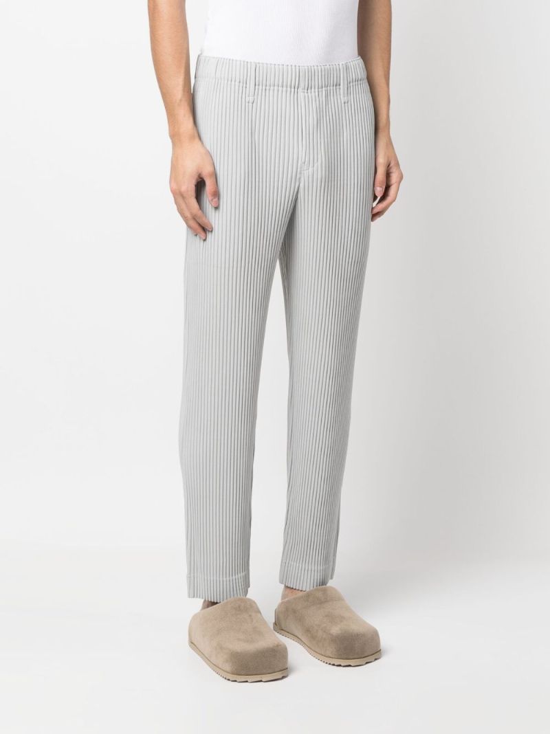 Grey Basic Pleated Tapered Trousers