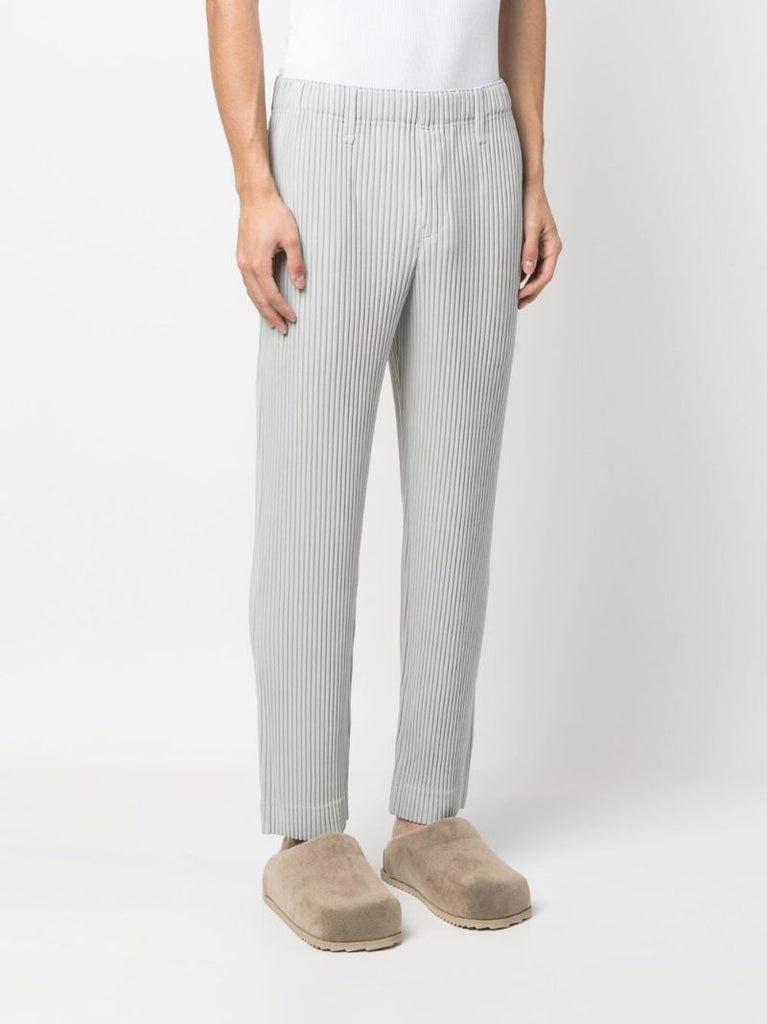 Grey Basic Pleated Tapered Trousers