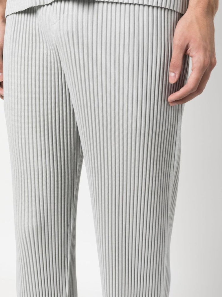 Grey Basic Pleated Tapered Trousers