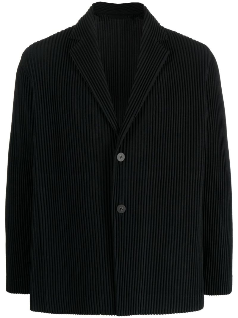 Black PlissÃ_x0083_Â© Single-breasted Blazer