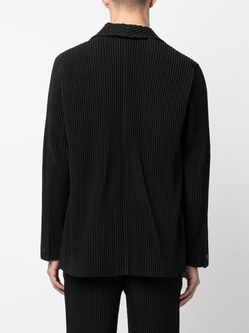 Black PlissÃ_x0083_Â© Single-breasted Blazer