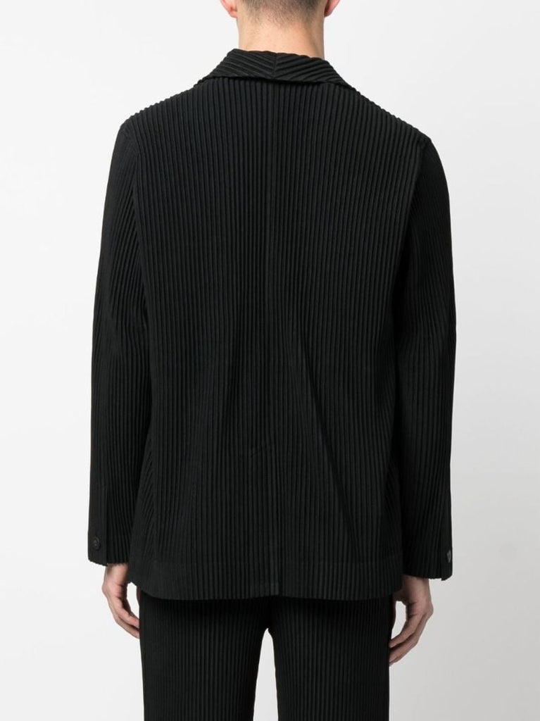 Black PlissÃ_x0083_Â© Single-breasted Blazer