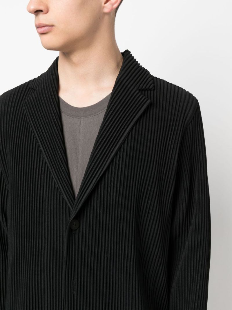 Black PlissÃ_x0083_Â© Single-breasted Blazer