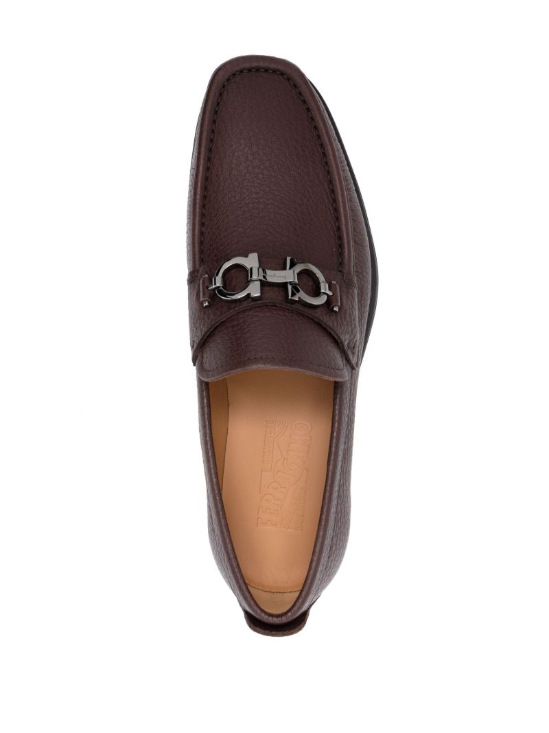 Brown Gancini Leather Loafers