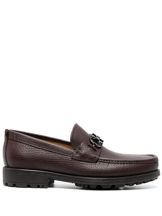 Brown Gancini Leather Loafers