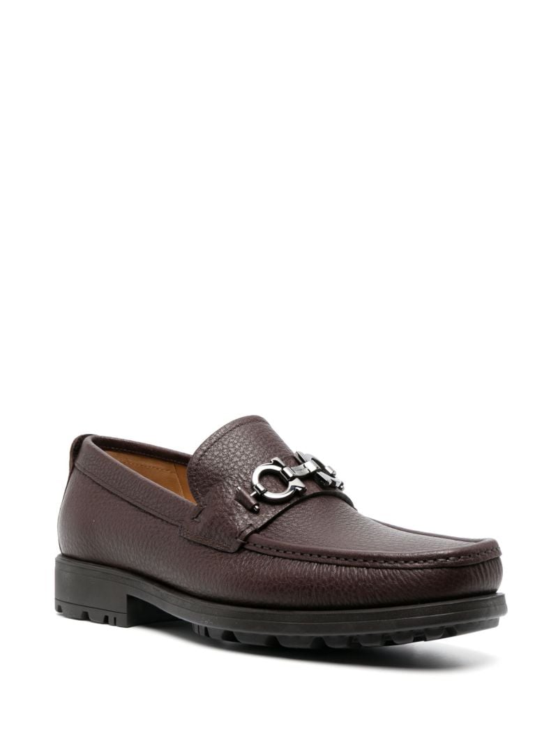 Brown Gancini Leather Loafers