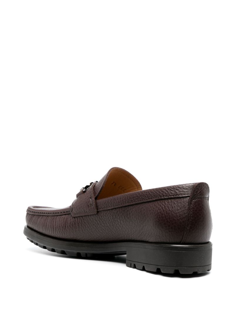 Brown Gancini Leather Loafers