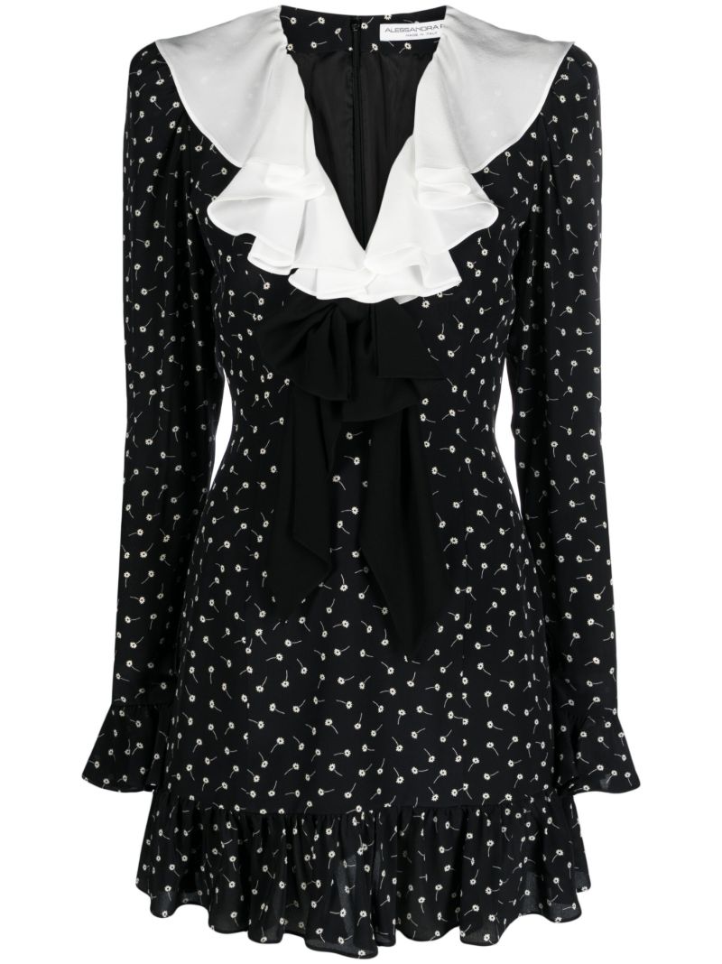Black Floral-print Silk Midi Dress