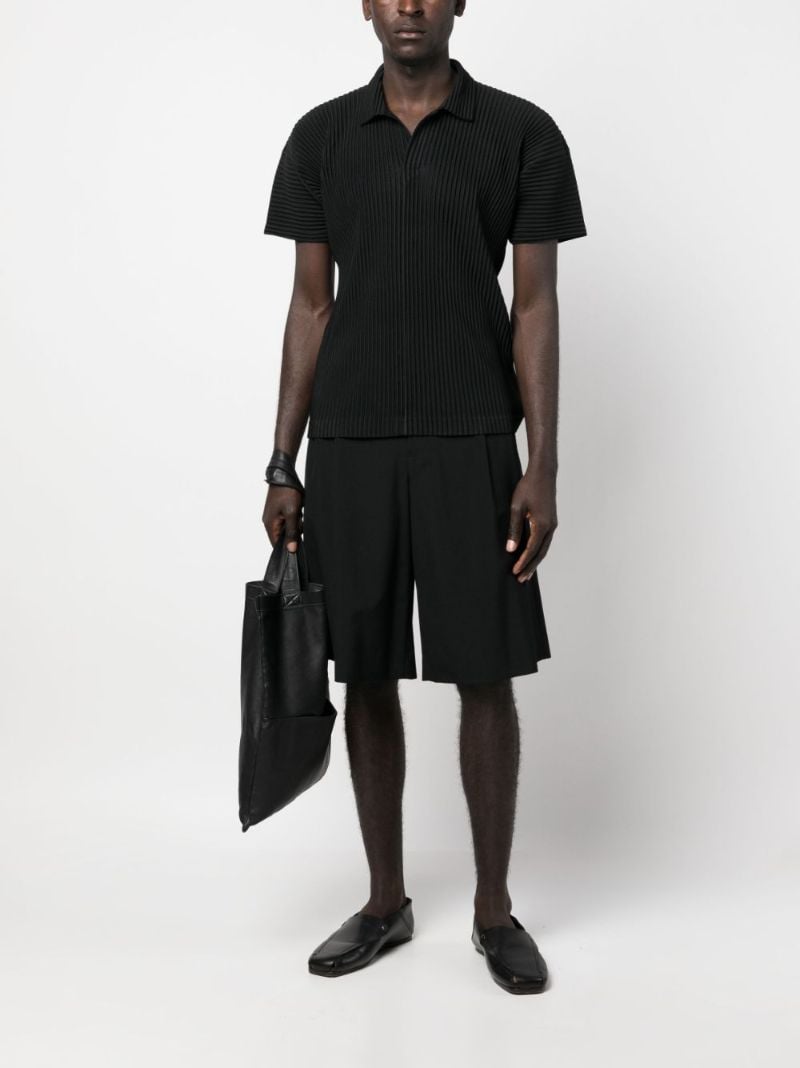Black Pleated Polo Shirt