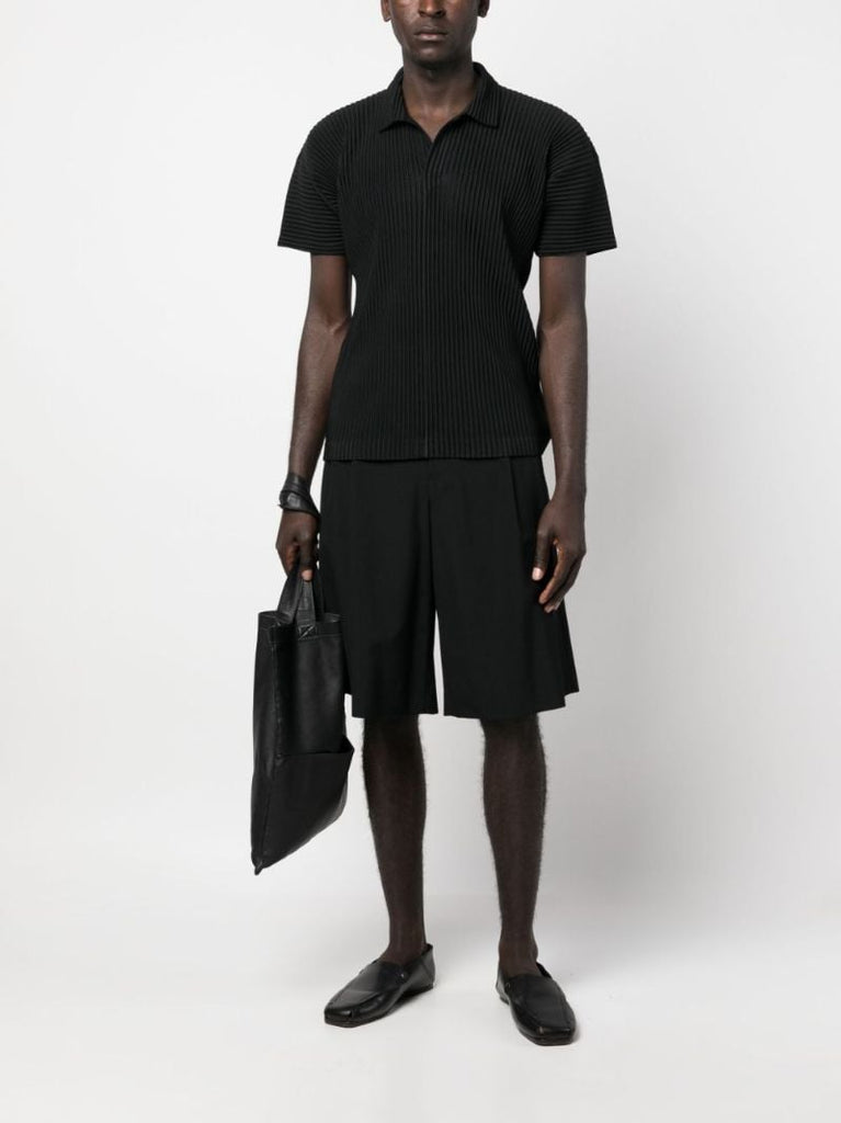 Black Pleated Polo Shirt
