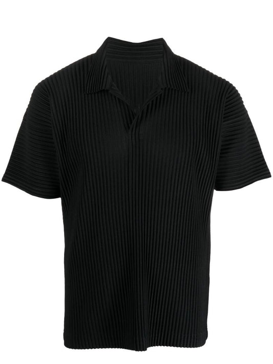 Black Pleated Polo Shirt
