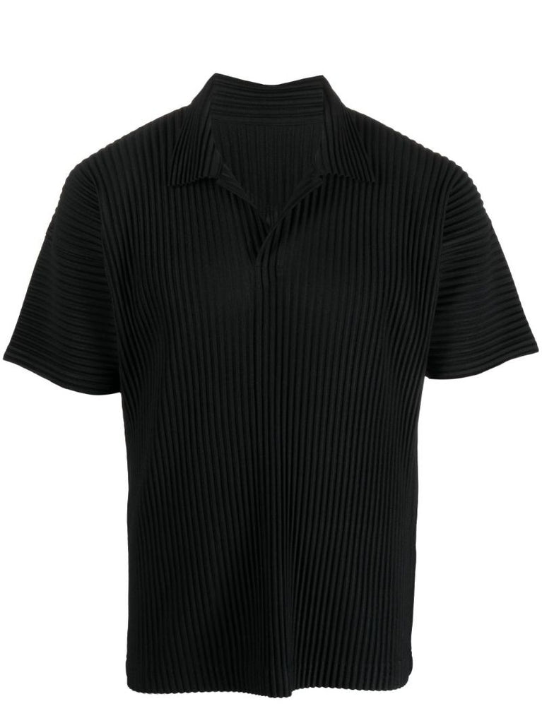 Black Pleated Polo Shirt