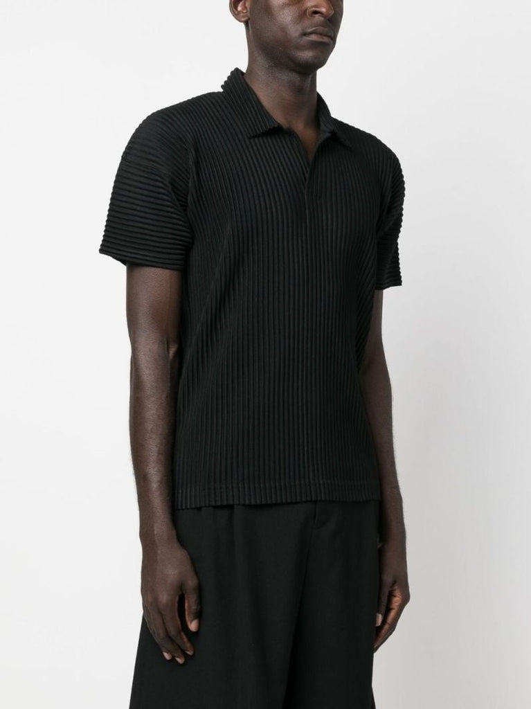 Black Pleated Polo Shirt