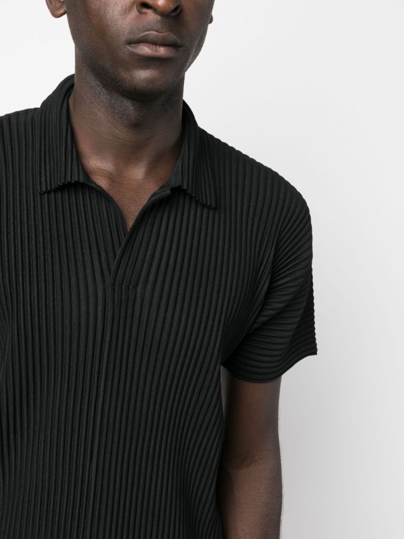 Black Pleated Polo Shirt