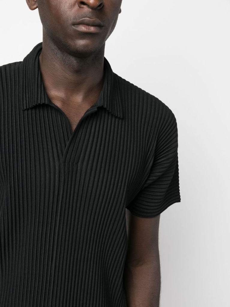 Black Pleated Polo Shirt