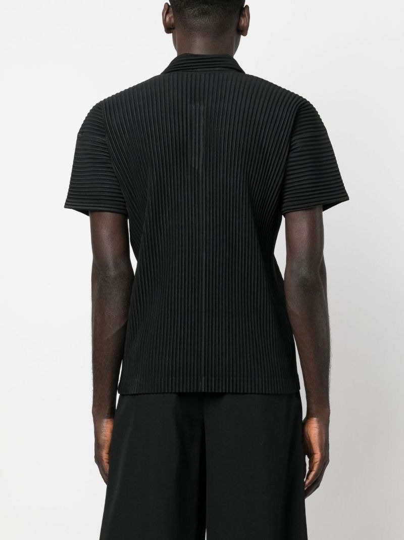 Black Pleated Polo Shirt