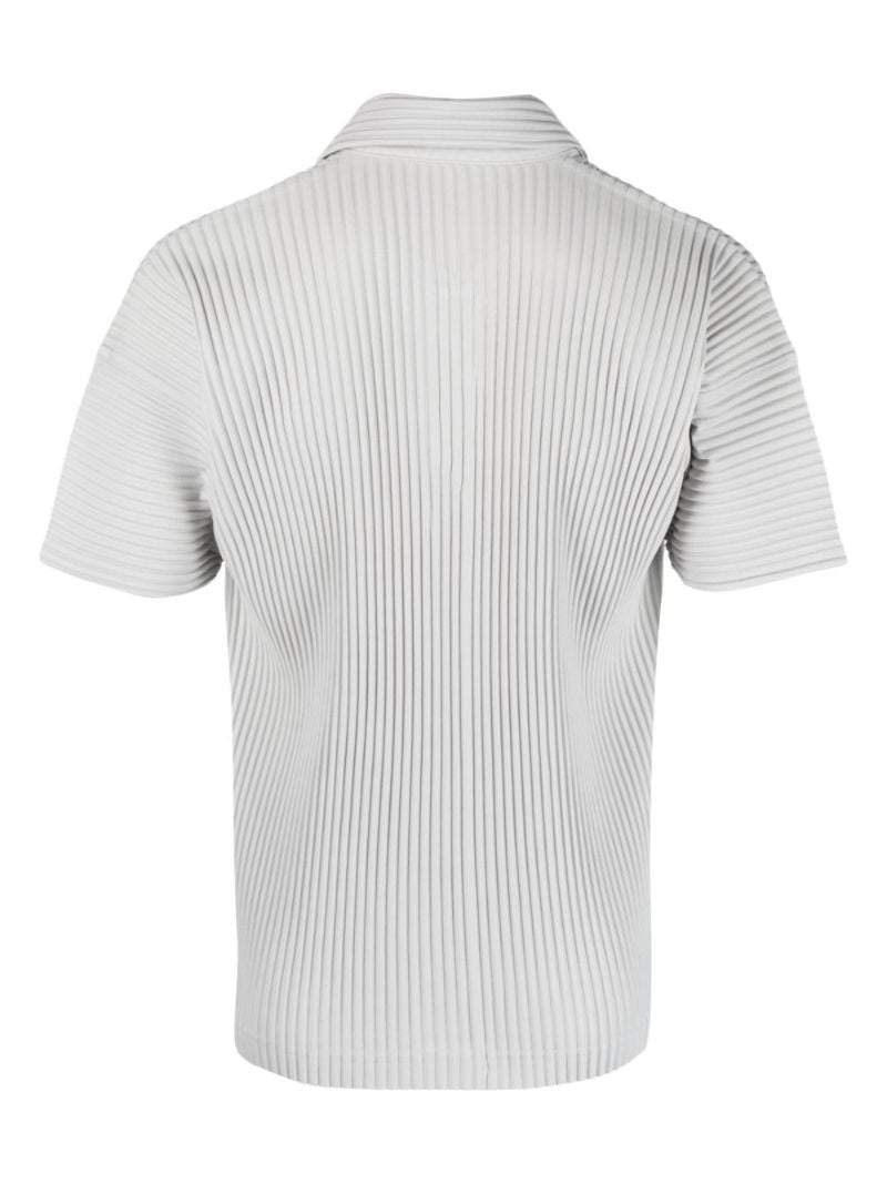 Grey Pleated Polo Shirt
