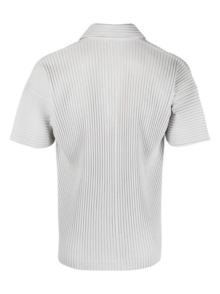 Grey Pleated Polo Shirt